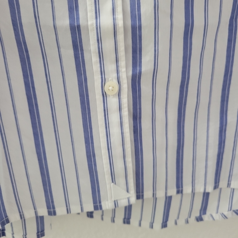 UNTUCKit Pinot Perse Shirt, Striped Blue White Long Sleeve Button Up NWT SZ 10 - Picture 6 of 9